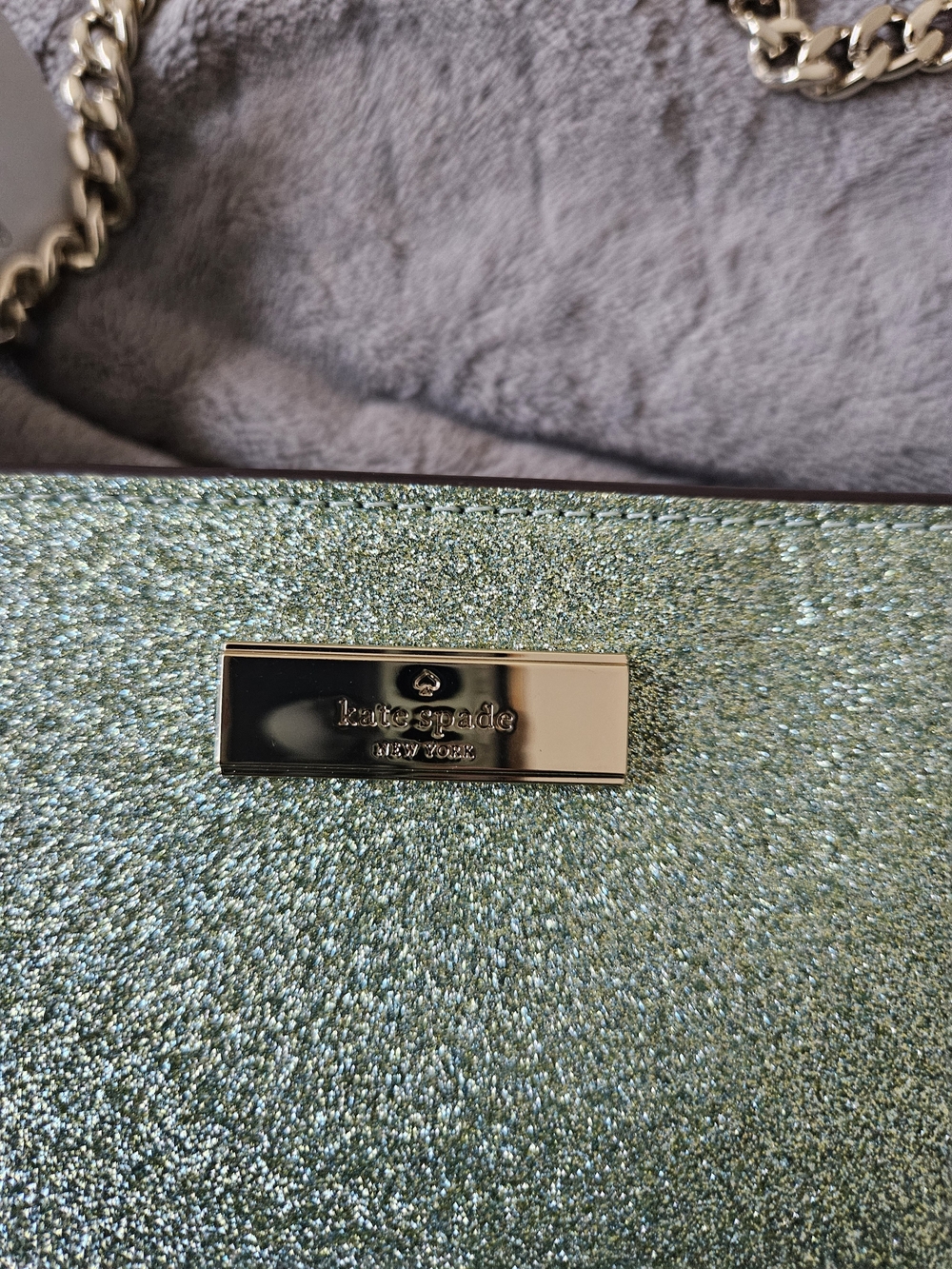 Kate Spade Green Glitter Chain Shoulder Bag - Picture 11 of 12